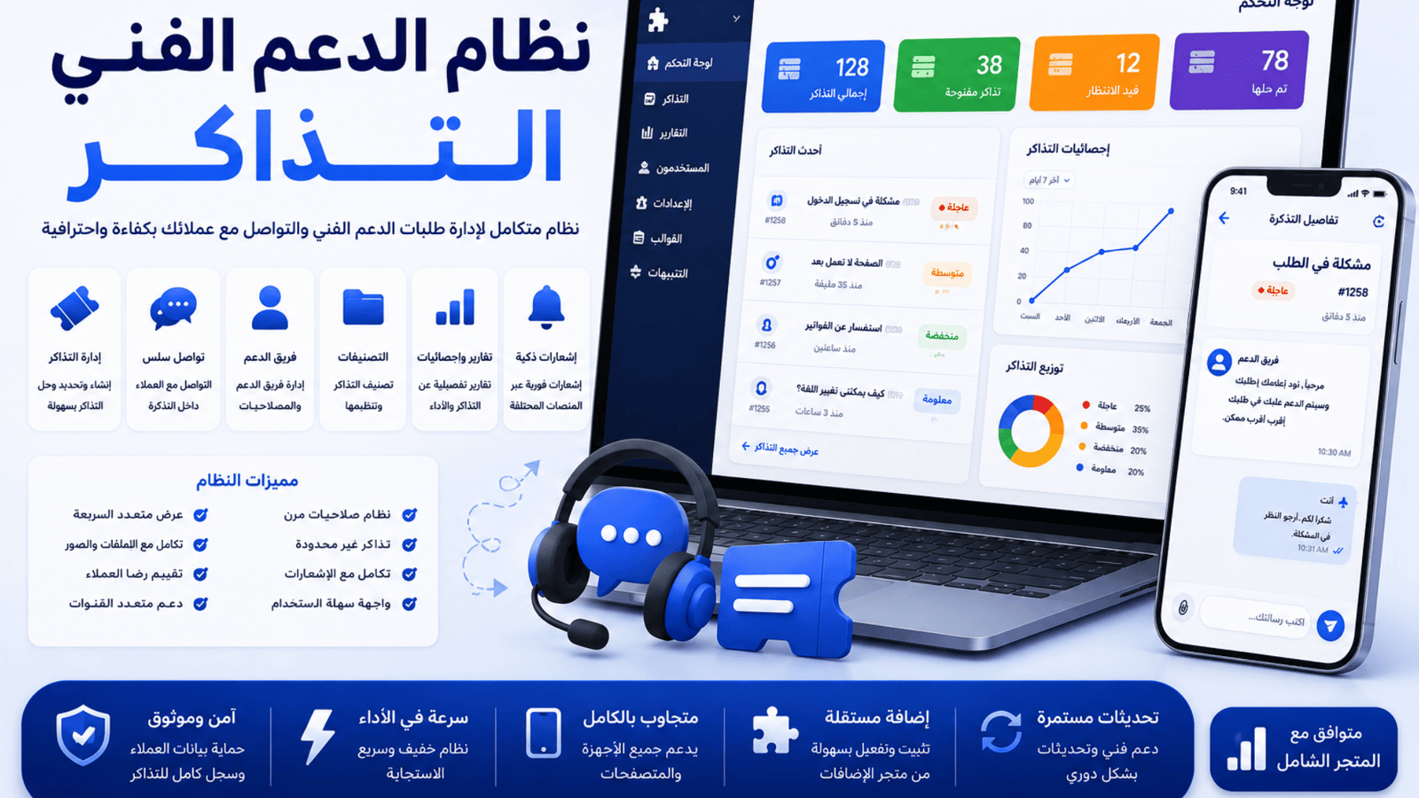 إضافة الدعم الفني والتذاكر